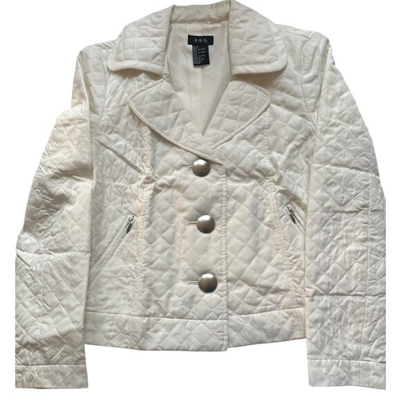 RQT Jackets & Blazers - 🌼RQT Quilted Jacket Size Small Lightweight Outdoors Off White Silver Buttons